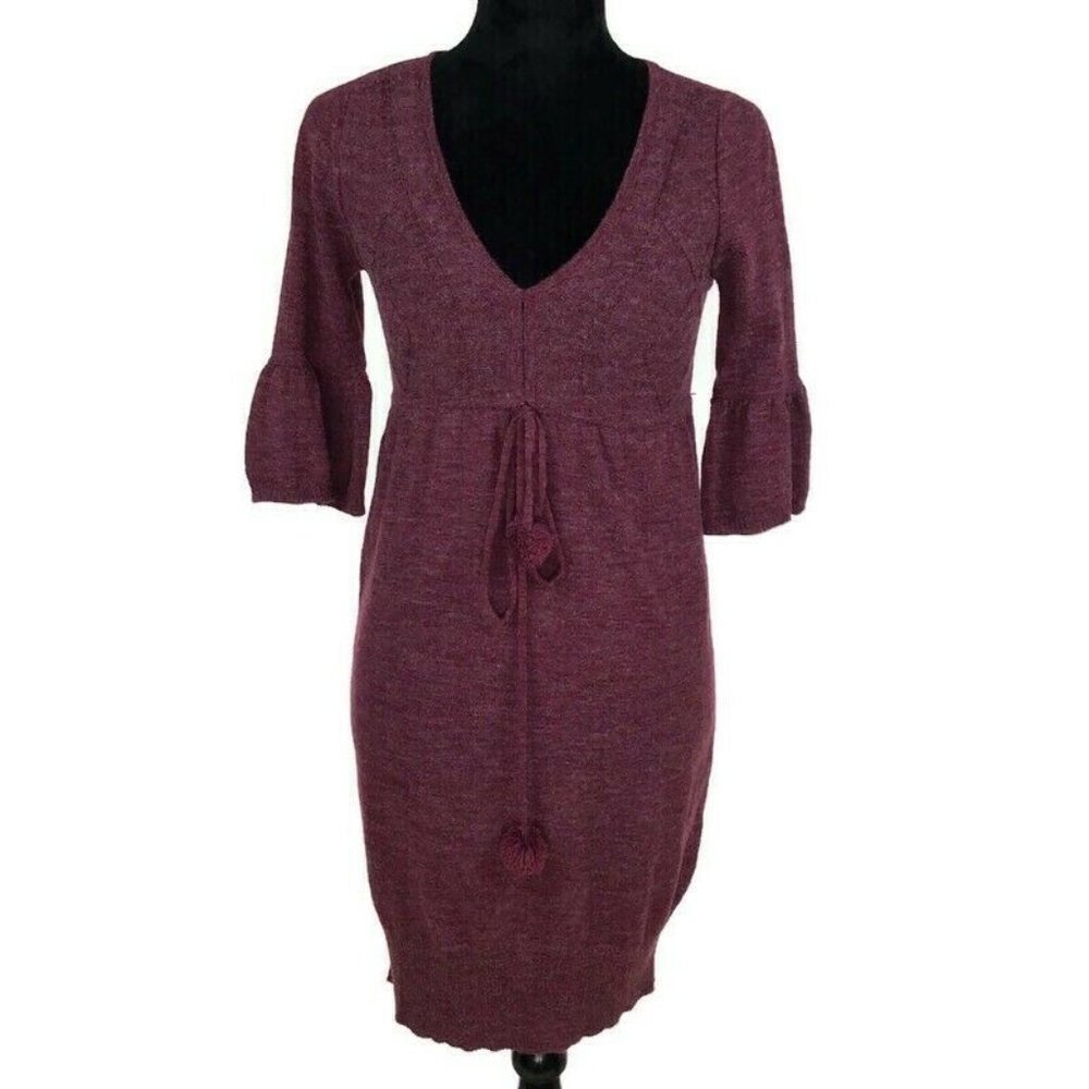 Johnny Martin Knit Bell Sleeve Knit Purple Dress